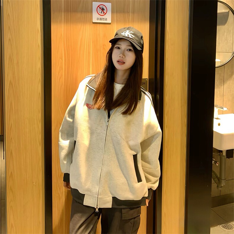 抖音得物高品质美式高街重磅结构设计拼接织带立领卫衣外套CM42,男装卫衣,电商A486