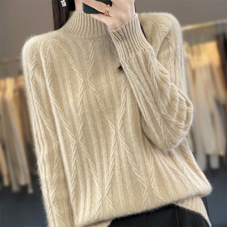 高级感软糯羊毛高领毛衣女秋冬加厚内搭打底针织衫上衣套头加厚,女装羊毛衫,蒙莲贝斯