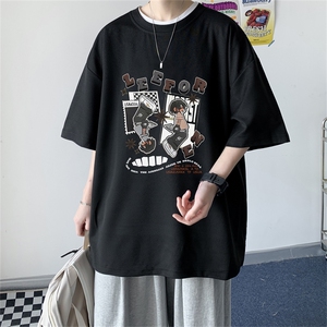 数据！夏季休闲印花T恤港风宽松冰丝透气短袖TK23913-P30控48图片