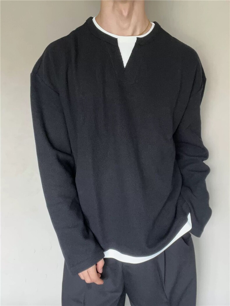XZ809A/XS16/特P24/控48华夫格家俩件亨利领长T卫衣打底衫,男装卫衣,星座809A(原222-1)