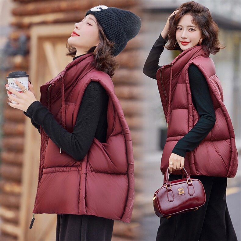羽绒服马甲女2024冬季新款白鸭绒立领加厚设计感百搭轻薄时尚外套，女装羽绒服，仟媚宠