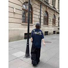 现货美式花卉刺绣短袖T恤男女潮牌夏季宽松情侣上衣LD26599-p43，男装T恤，星座1008