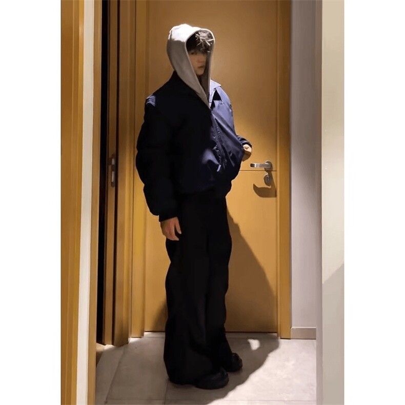 现货秋冬季美拉德立领飞行立领夹克boxy棉衣美式高街加厚加棉外套,男装夹克,电商A443