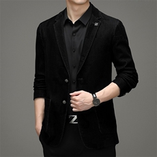 2023春秋新款男士高档修身绒布时尚西装潮流外套JZL607-P205，男装西服，星座1105-3
