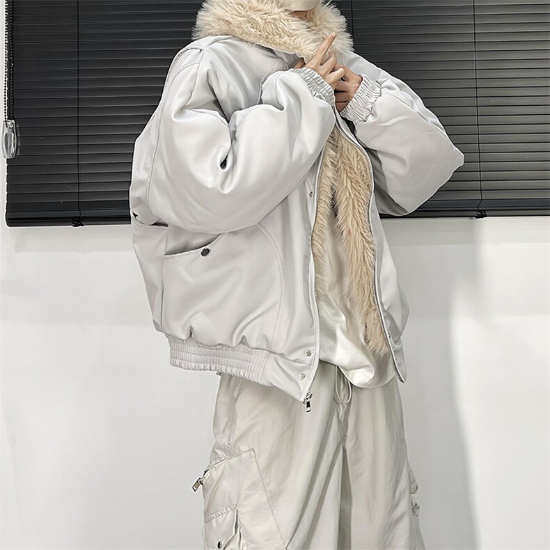 现货高品质美式高街冬季重磅硬挺短款座山雕毛领棉衣男女加厚外套,男装棉衣,电商A443