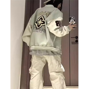 涤纶休闲夹棉运动保暖棒球服通用棒球领日常拼色外穿长袖 JV821图片