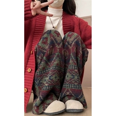 男式慵懒松弛感裤子民族风提花针织卫裤秋冬古着毛呢长裤KA724，男装休闲裤，星座1116A（原606A-3）