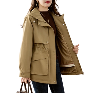 红收腰显瘦加绒派克服外套女2025秋冬新款保暖防风工装棉服图片