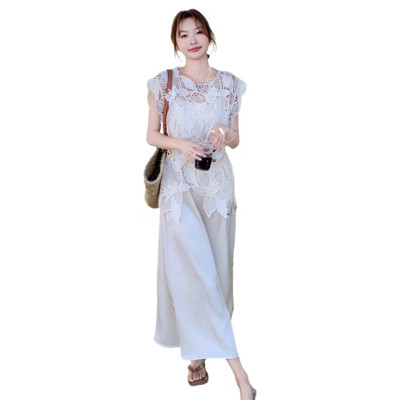 夏季吊带连衣裙蕾丝衫时尚两件套女,女装套装/套裙,秋水欣儿