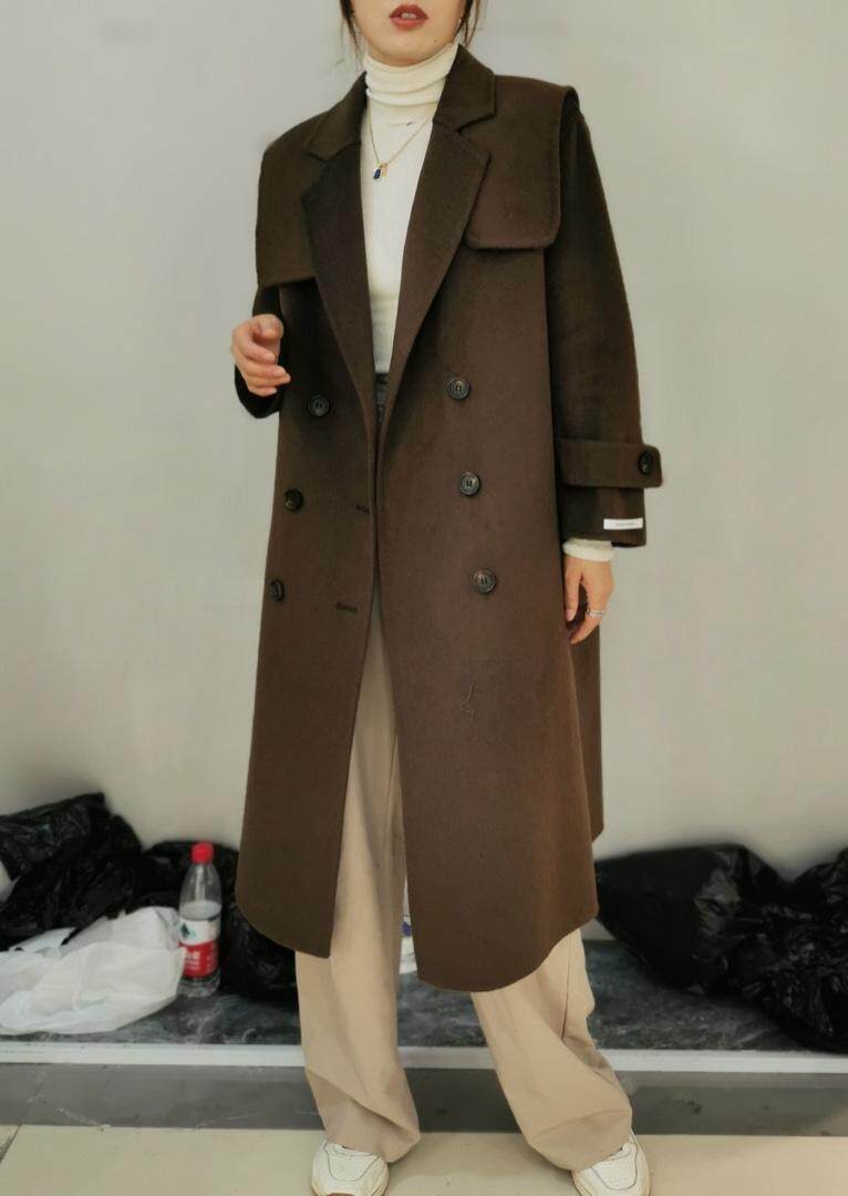 2021秋冬修身显瘦海军领双面羊绒大衣，其它，时戴衣人
