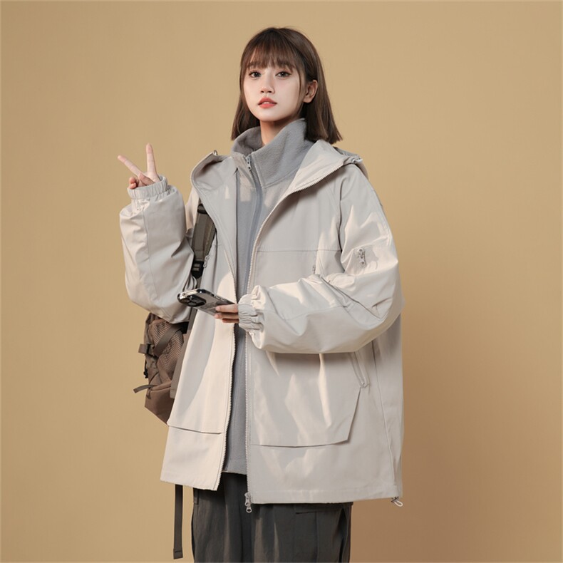 TH810801/P105大口袋防风防水冲锋衣大码三合一外套夹克女上衣,女装风衣,电商A141