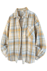 衬衫男秋季新款港风宽松大码格子长袖衬衣CS602-特P28，男装衬衫，星座214-3