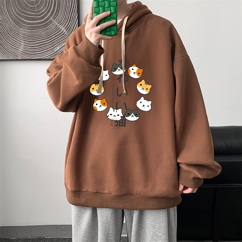WY2215-P35加绒款-P40纯棉连帽卫衣男大码运动帽衫宽松薄外套男,男装卫衣,电商A040