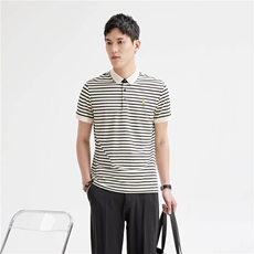 网图PL3080-P40男士短袖T恤夏季薄款时尚休闲翻领条纹时尚Polo衫，男装T恤，电商D310B-1