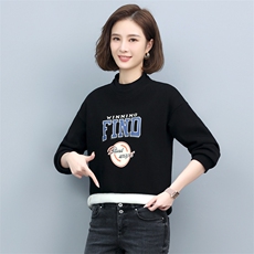 2023年秋季新款潮韩版时尚气质加绒加厚卫衣女高领打底衫女棉秋冬，女装卫衣/绒衫，简韵佳
