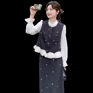 新款  小香风马甲半身裙三件套5545P205K328图片