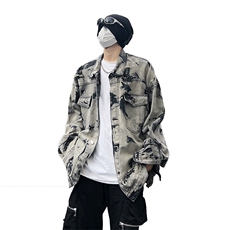 美式牛仔外套男春扎染破坏牛仔衣设计感高街夹克潮NT521P75，男装工装外套，星座301D-2(原星座1004-1）