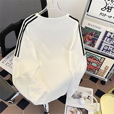 春秋潮牌美式复古三条杠圆领卫衣男女宽松情侣装痞帅运动上衣，男装卫衣，星座506B