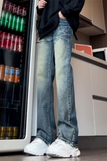 B221美式ins高街暗黑百搭修身微喇牛仔裤LK24272-特P45控78，男装牛仔裤，电商B221