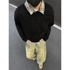 YK86135-P30加绒P35 聚酯纤维 秋冬季美式复古加绒长袖图片