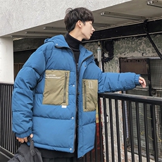 【】A003-HY8009-P130冬装新款撞色修饰连帽棉衣港风2，男装棉衣，电商A003