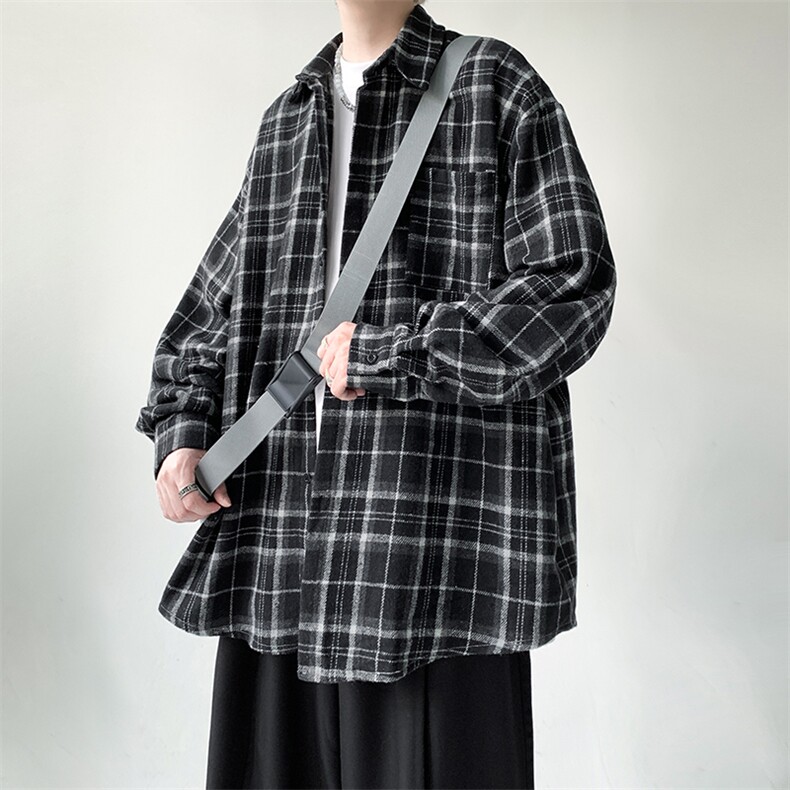 现货小香风格子衬衫男生长袖衬衣KD612-P5078,男装衬衫,电商D312-1