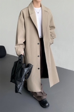 春秋季新款单排扣宽松中长款男女风衣韩版过膝大衣-25123-P105，男装风衣，电商B289