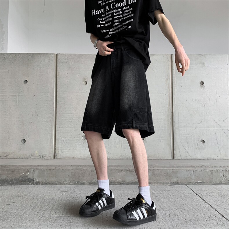 反穿牛仔短裤男士韩版潮流高街夏季2024新款ins五分裤RK1752-P43,男装牛仔裤,星座412-2