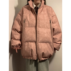中性PU皮复古做旧双侧金属拉链夹克式加棉棉衣男MY77092P130控198，男装夹克，星座227-7