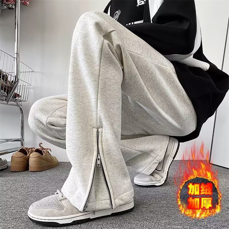 网图裤脚拉链休闲裤高街加绒加厚阔腿运动卫裤子A025-DK1600-P38,男装休闲裤,电商A025