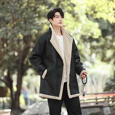 皮毛一体大衣风棉衣新中式男羊羔绒外套大码保暖棉服1220p228，男装棉衣，电商A016