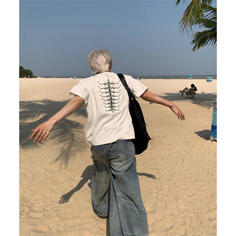 自制~蛇瞳脊骨重磅铆钉脊骨短袖T恤DX090P48,男装T恤,星座908