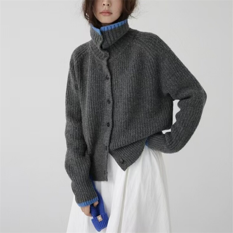 时尚潮流通勤2024年秋季新款百搭高领羊毛衫,女装羊毛衫,旭驰羊绒