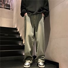 k1009-p55-控78M-5XL拉链拼色黄泥在高阶宽松大码牛仔裤cityboy，男装牛仔裤，星座116