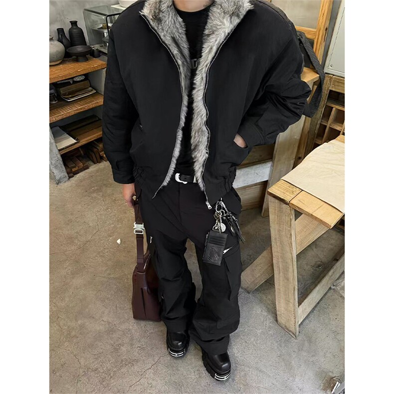 现货足狼王座山雕毛领棉服外套男秋冬加绒加厚棉衣M5024/P120,男装棉衣,星座205-3