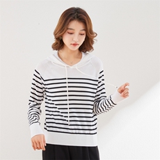 女士秋冬夹条圆领连帽羊毛衫羊毛，女装羊毛衫，润匹羊绒