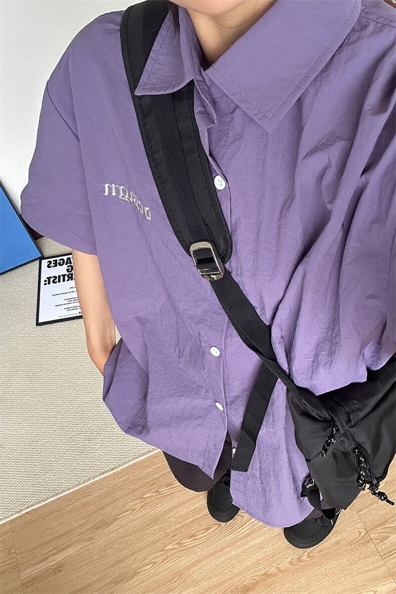 夏季新款速干短袖刺绣衬衫潮流港风宽松百搭男半袖CS285-P35,男装T恤,星座301C-5