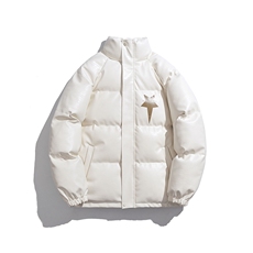 白底鳄鱼纹印花字母设计棉衣大码潮流休闲棉衣男MY77730P128控168，男装棉衣，星座227-7