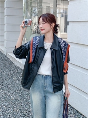 《档口现货》2026秋上新超柔软蛋白皮外套配丝巾气质皮衣小外套女，女装皮衣，时尚风爆