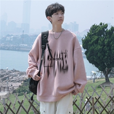 2025秋季新款潮流印花麂皮绒宽松圆领卫衣wyjp-3859-特p35-控69，男装卫衣，星座605(原A050)