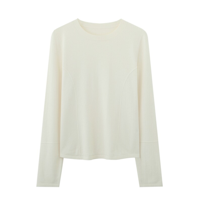 2025年秋季新款纯色针织加厚圆领上衣时尚休闲通勤百搭，女装针织衫/毛衣，朝思羊绒