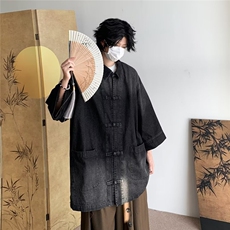 新中式风短袖衬衫男2026夏季新款设计感小众宽松中山装衬衣外套，男装衬衫，星座601-2