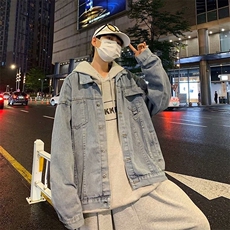 美式高街牛仔外套男韩版潮流宽松百搭2025春季ins上衣W6261-P62，男装工装外套，星座412-3