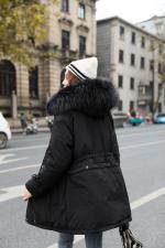 2021冬款上新大毛领袖口腰间抽绳设计休闲90绒羽绒服，女装羽绒服，红雀纺