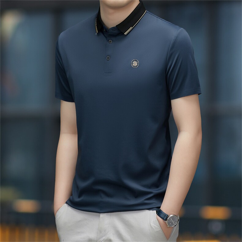 中年休闲男装翻领半袖T恤衫2023夏季新款男士polo衫薄款休闲上衣图片