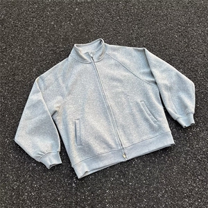 小众重磅纯色立领卫衣男春秋季美式休闲宽松阔版双拉链开衫外套潮图片