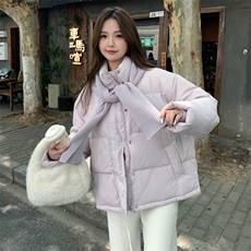 新品2C273-9911-P245-K368浅紫色咖色羽绒服送围脖50白鸭绒，女装羽绒服，2C273