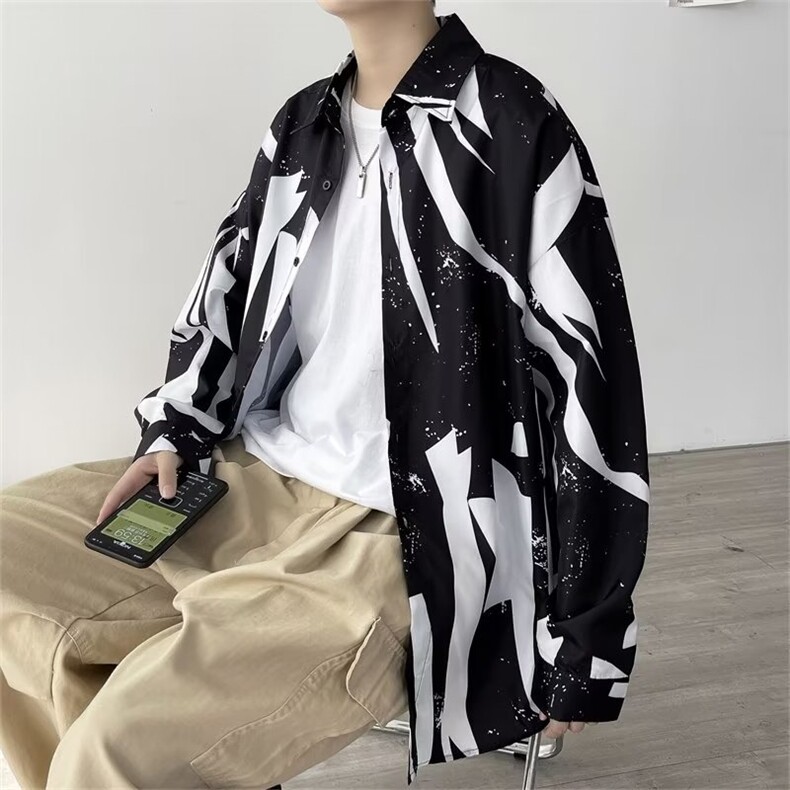 男春秋情侣宽松休闲衬衣C146P28,男装衬衫,星座1116-2
