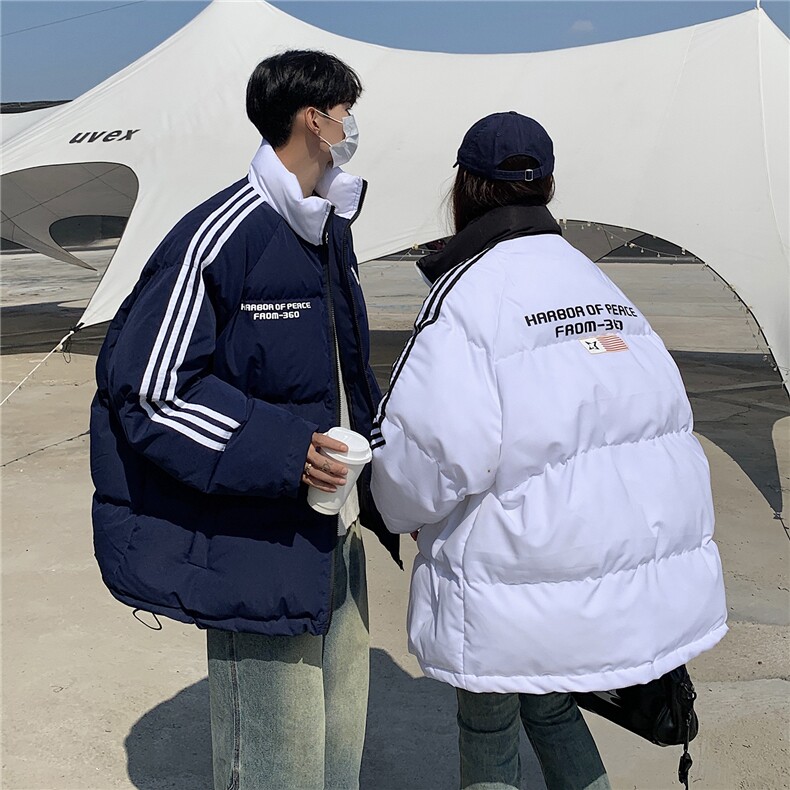 EQ336美式拼接撞色印花棉服外套男2024新款情侣装冬装面包服棉衣,男装棉衣,电商C306-1