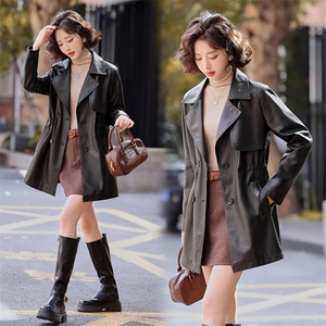 狐狸毛领蛋白皮衣外套女2024冬季新款加绒加厚修身中长款棉服欧货图片